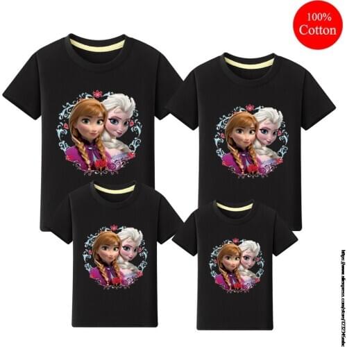 Disney T-shirt Frozen Elsa Princess Print Girls T shirt Cartoon Casual Kids Clothes New Summer Baby T-shirt 100% Cotton
