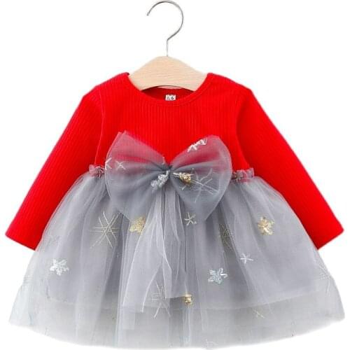 Girlss Baby Dress Fall Mesh Cotton Clothes Long Sleeve Knee-Length Princess Dresses 0-3Y Cute Comfortable Kids Costume