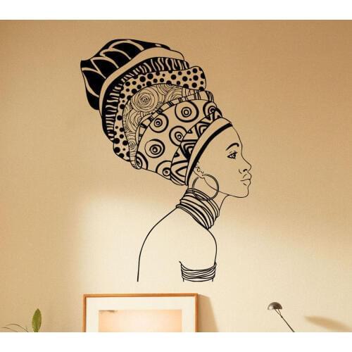 Home Decoration African Woman Wall Decal Beautiful Girl Vinyl Sticker Home Decor Art Vinilos Bedroom House Decor Mural NY-355