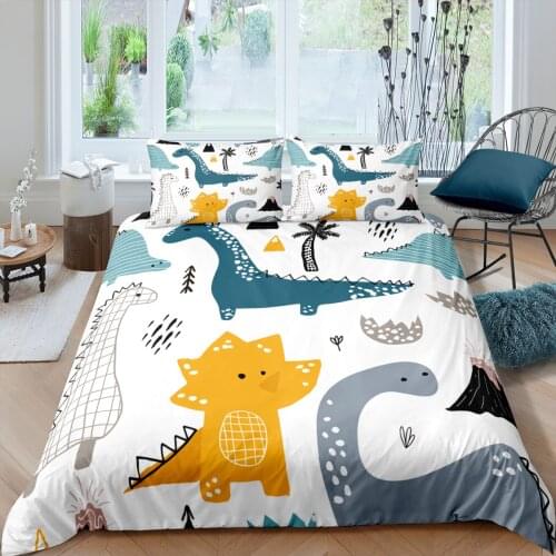 Home Textiles Luxury 3D Dinosaur Print Duvet Cover Set 2/3 Pcs Pillowcase Kids Bedding Set AU/EU/UK/US Queen and King Size