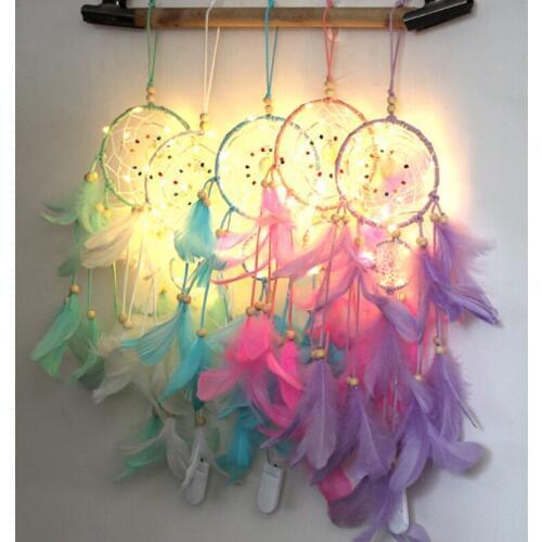 Dream Cather Dream-Catcher 2 Meter 20 LED Lighting Girl Room Bell Wind Chimes Bedroom Romantic Hanging Decor