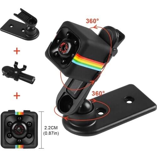 Action Camera SQ11 Car Camera Full HD 1080P Sports Car Camera Recorder 360 Rotatable 30FPS Built-in Microphone Night Vision