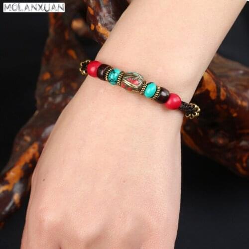 Bohemian ethnic jewelry exotic Nepal beads retro Thai wax rope simple literary hand-woven bracelet women can be wholesale