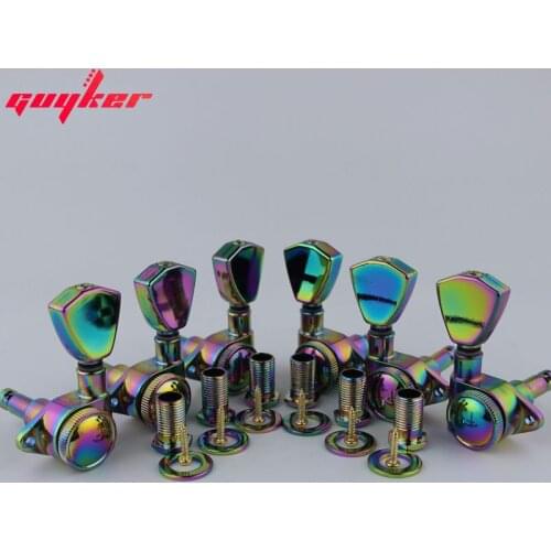 GUYKER 3R3L Tuners Guitar Models Rear lock string Electric Guitar Machine Heads Trapezium Button Chameleon Rainbow