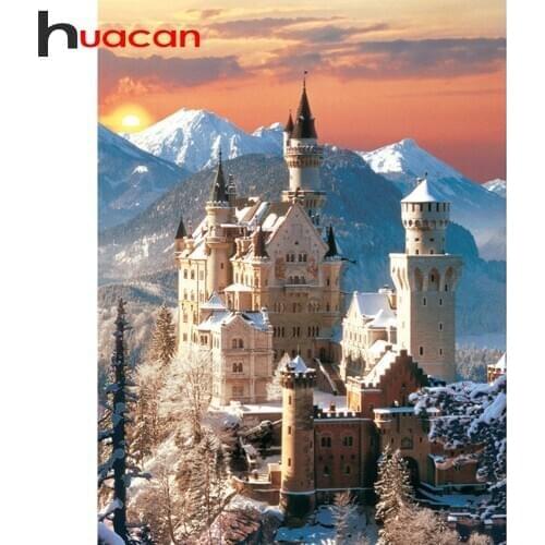 Huacan 5d Diamond Painting DIY Landscape Full Square/Round Drill Diamond Embroidery Mosaic Castle Needlework Home Art Decor