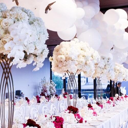 Artificial White Silk Rose Flower Kissing Ball Centerpiece For Wedding Table Centerpiece Decorative senyu2521