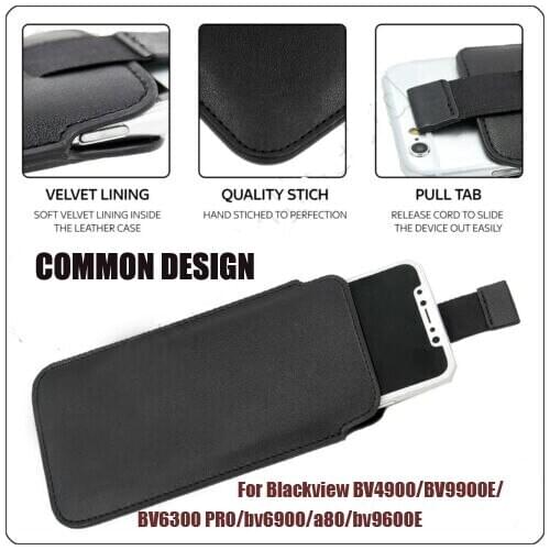 Casteel PU Leather Case For Blackview BV4900 BV9900E BV6300 PRO BV6900 A80 BV9600E BL6000 PRO Pull Tab Sleeve Pouch Case Cover
