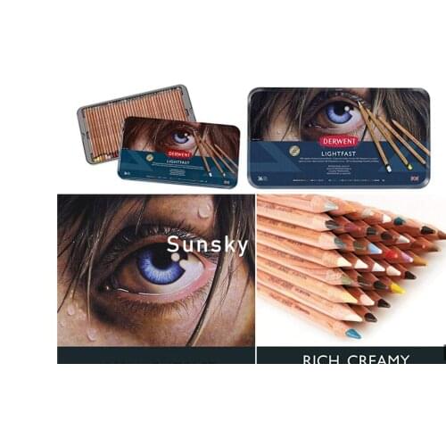 12 24 36 72 color Professional Derwent Lightfast Oil Colored Pencils Wood Soft Pastel Pencil For Artist Drawing Sketch Tin Box
