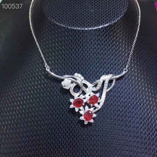 KJJEAXCMY boutique jewels 925 pure silver inlaid natural ruby necklace Necklace snowflake support test