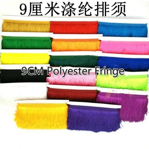 10Yard/Lot 9CM Long Polyester Lace Tassel Fringe Lace Trim Ribbon For Sewing Latin Stage Dress Lantern Diy Accessories
