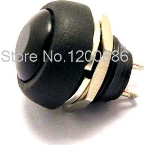 Small Push Button Switch Waterproof Switch Self-resetting PBS-33B 12MM Black No Lock Switch