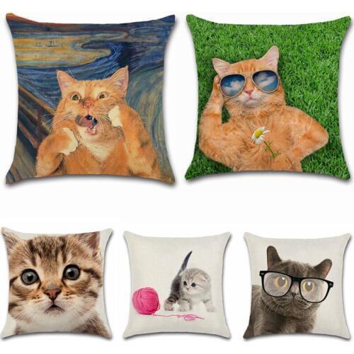 Cute cats funny dog pillow cases Decoration home sofa chair customize your pets photos on cushion cover friend kids gift present