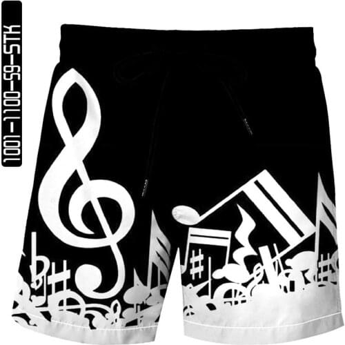 2021 new Piano keyboard music Beach Shorts Punk Rock Style sports Shorts large sizes Men Swimming trunks Fashion Casual Fitness