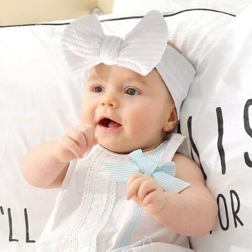 Infant Soft Comfortable Elastic Wide Headband Solid Color Striped Bowknot Baby Hairband Fashion Bows Headwear Photography Props
