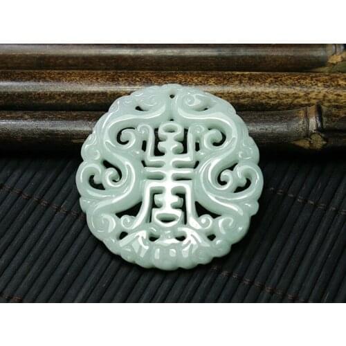 Natural Myanmar A hollow hand-carved dragon jade pendant jade necklace men necklaces women pendants jadeite jade jewelry