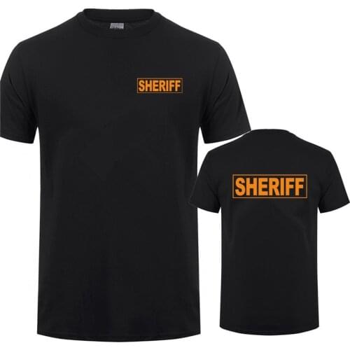 New Cool SHERIFF T Shirt Men Tees SHERIFF Officer T-shirts Short Sleeve Tops QR-057