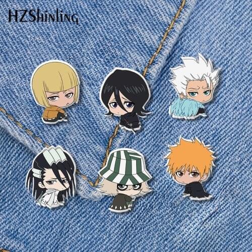 2021 New Bleach Acrylic Lapel Pin Hichigo Ichigo Rukia Epoxy Butterfly Clasp Pin Handmade Butterfly Brooch