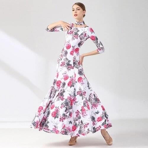 New Sexy Women Ballroom Dance Dress Adult Modern Dance Clothes National Standard Waltz Dance Costume Dress