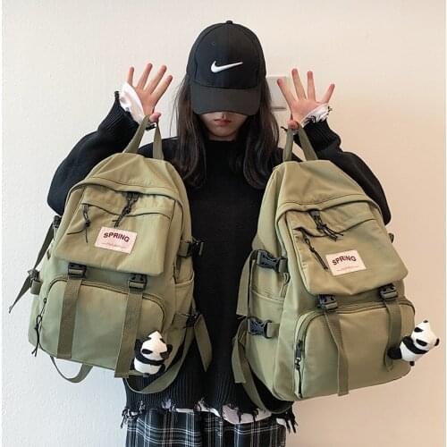 Korean New Letter Panda Doll Casual Cartoon man School Harajuku chic Ulzzang Vintage Punk Large Capacity ins Cute Women Backpack