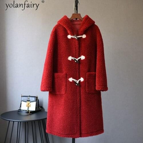 Real Fur Coat Female Jacket 100% Wool Womans Coats Long Winter Clothes Women Hooded Warm 2020 Ropa De Mujer L19098 Pph1465