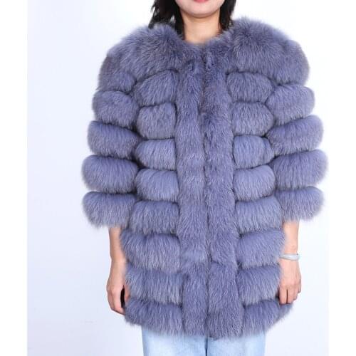The new real fur coat 100% real fur coat for women winter warm long coat