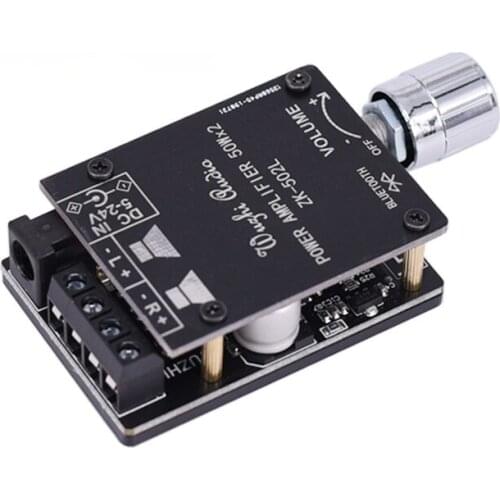 2*50W Bluetooth 5.0 Power Amplifier Board Digital Audio HiFi Stereo Dual Channel Class D AMP for Speakers 30W~200W