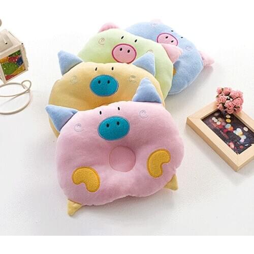 Infant Children Sleeping Pillows Head Protection Pad Cartoon Pig Shape Baby Cotton Cushion Neck Head Anti-rollover Velvet Pillow