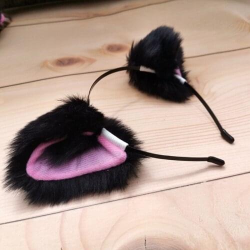 Removable Faux Fur Kitten Wolf Ears Headband Realistic Furry Fluffy Animal Hair Hoop Lolita Kawaii Anime Cosplay Costume