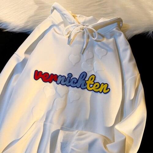 Chic Letter Patch Designs Anime Hoodie Harajuku Teens Kawaii Clothes 2021 Autumn New Hip Hop Streetwear Long Sleeve Tops Casual