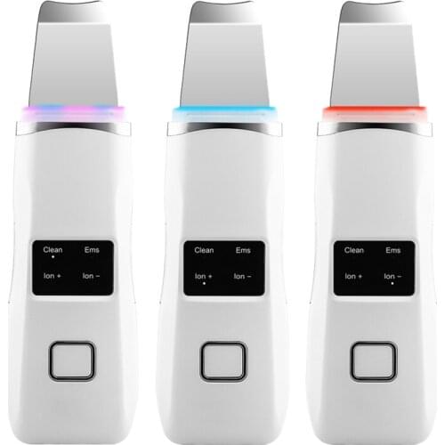 LED Photon Skin Scrubber Ultrasonic Vibration Dead Skin Peeling Spatula EMS Pulse Face Massager Acne Blackhead Removal Shovel 31