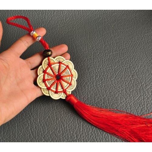 TOP COOL gift Pocket car wall mascot efficacious fortune Mascot Money Drawing FENG SHUI lucky BA GUA copper cash Chinese knot