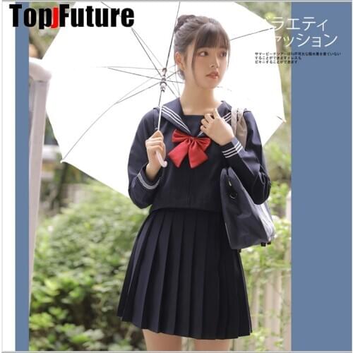 JK uniform skirt navy basic Japanese sailors bad girl suit students class uniform school uniform academic style sailor suit