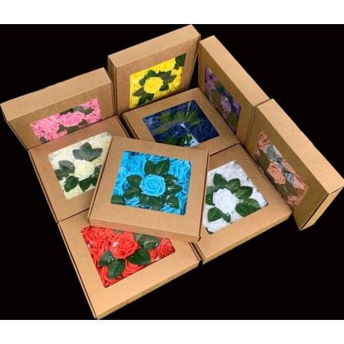 8cm PE foam Rose branch artificial Flower 25 or 50pcs in gift box for christmas wedding Birthday gifts lovers party Decoration