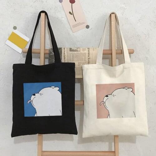 Fun Cartoon Bear Shopping Bag Shopper Bag Tote Bag Summer Shoulder Canvas Bag Large Capacity Wild Messenger Bag Cute Fun Handbag