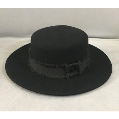 2021 Fashion Fedora Hat Flat Top Hats Retro Wool Hat Wild Women Elegant Panama Hat Winter autumn