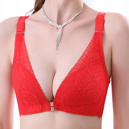 Women bra plus size Sexy V-neck Lace Sling Nylon Breathable Elasticity Comfortable Women Bras drop shipping