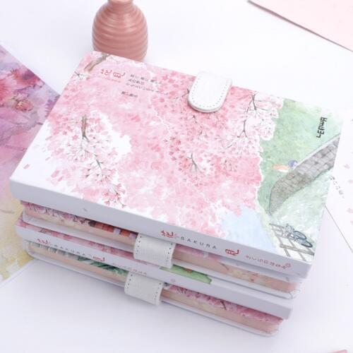 1 pcs Creative trend color page A5 notebook beautiful cherry blossom diary hardcover hand book school supplies