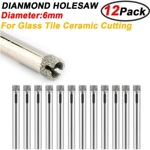 12Pcs 6mm Diamond Holesaw Ceramic Drill Bit Tile Glass Marble Porcelain Cutter Opener Drill Bit Tool