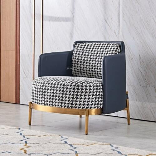 2020 New furniture houndstooth sofa chair Nordic ins modern simple fabric single luxury sofa