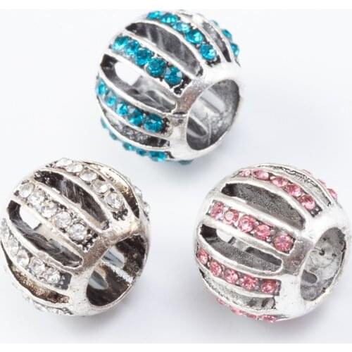 3Pcs/Lot Mixed color Silver Plated DIY Bead Charm Fits for Pandora European Jewelry Bracelet js2221