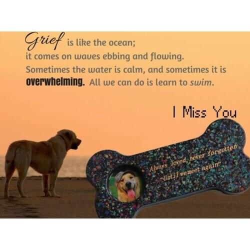 3 In 1 Pet Tombstone Resin Mold Bone Shape Dog Memorial Stone with Photo Frame Silicone Casting Mold Candles Holder Mold