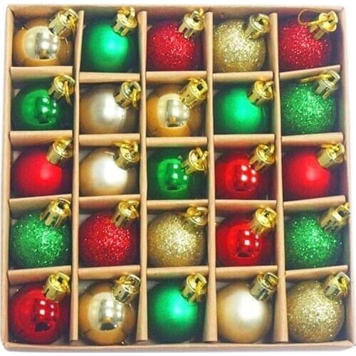 30MM Christmas Tree Decoration Ball Miniature Christmas Tree Ornaments Flash Ball 25 Pcs/Box
