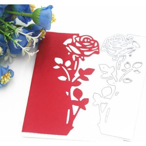 4.9*11.8cm Flower Rose Metal Cutting Dies Frame Stencils DIY Scrapbooking Embossing Paper Wedding Cards Photo Album Making Craft
