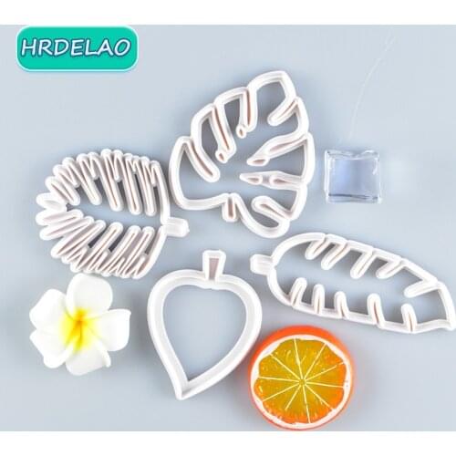 4pcs/lot DIY Slimes Tropical Leaves Mold Cutter Play Dough Tools Plasticine Set Kit Soft Clay Educational toys for chidlren Gift