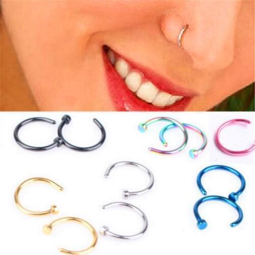 4pc/lot Cute Girls Stainless Steel Fake Piercing Nose Ring Women Gold Color Clip Hoop Nose Ring Jewelry Party Girlfriend Gift