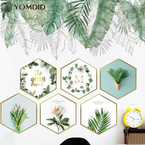 Large Green Leaf Wall Stickers for Bedroom Living room Wall Decor Kitchen Backdrop Decoration Wall Decals Home Decor Room Decor