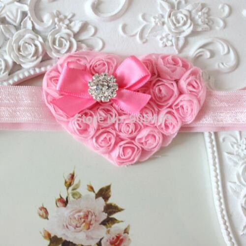 2016 Boutique Kids girl heart headband shabby flower with bow headband foe headband kids Photo Prop