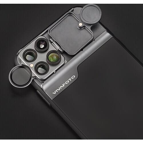 Cell Phone Camera Lens Case CPL Filter 10X Macro 180° Fisheye Telephoto Lens for iPhone 11 Pro Max Phone Vlog Case with Lens Kit