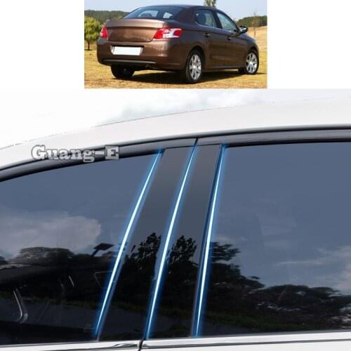 For Peugeot 301 2014 2015 2016 2017 2018 Car PC Material Pillar Post Cover Door Trim Window Piano Black Molding Sticker Plate