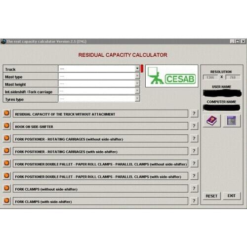 Cesab Residual Capacity Calculator